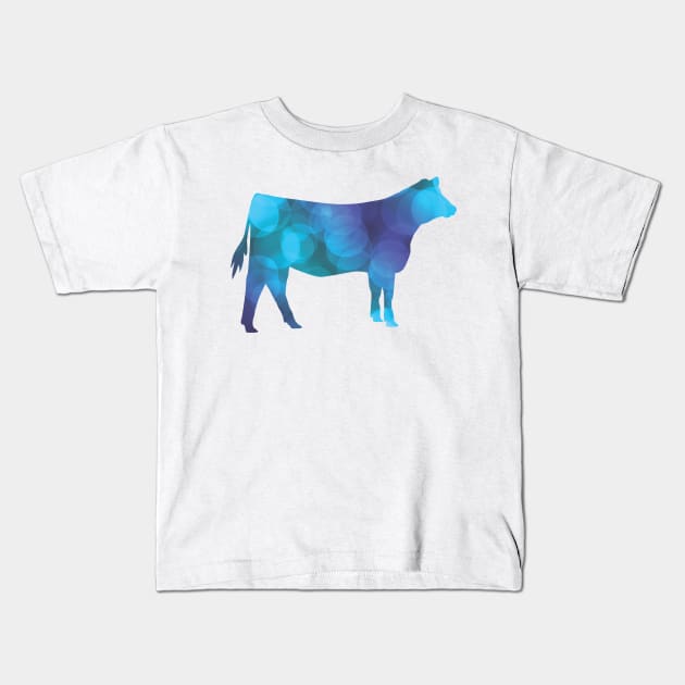 Show Heifer with Blue Abstract Bacakground Kids T-Shirt by SAMMO